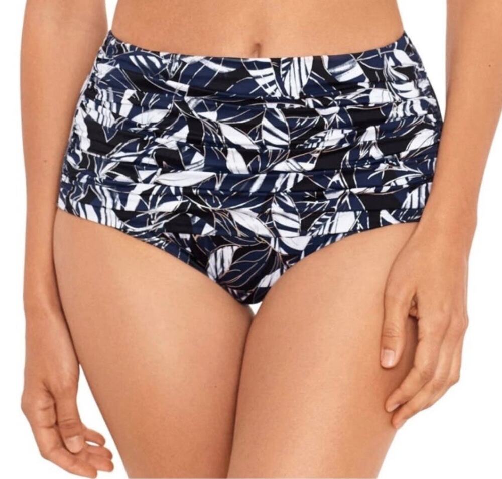 MIRACLESUIT Norma Jean Bottom Size 16 Swim NWT Retro Ruched Plus Shimmer Shadows